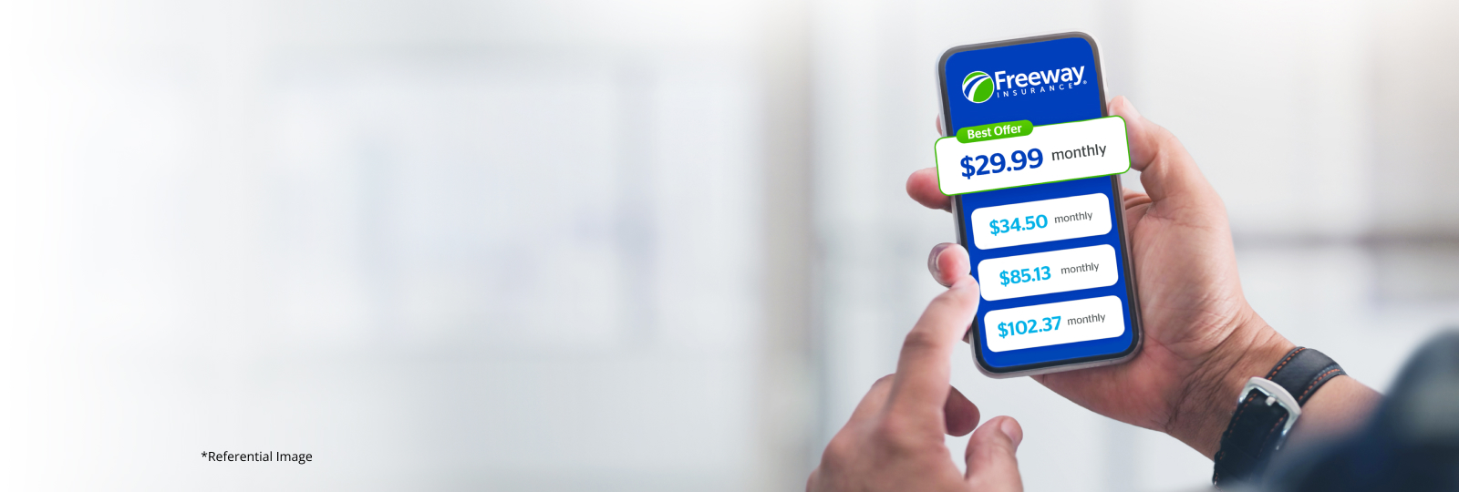 Smartphone showing results of quotes for car insurance