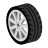 Illustration of a car tire with tread patterns.