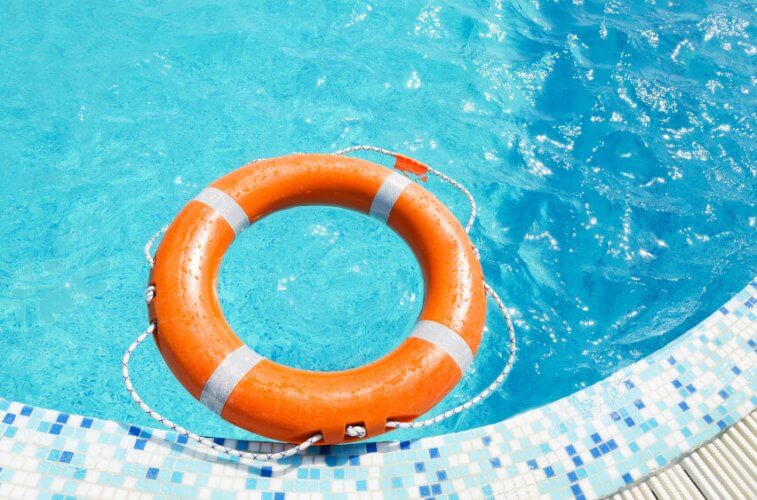 Lifesaver floating on a pool full of water