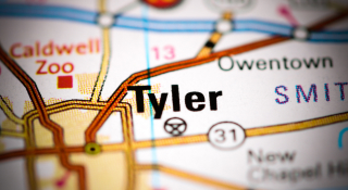 Tyler, Texas, en un mapa de Estados Unidos