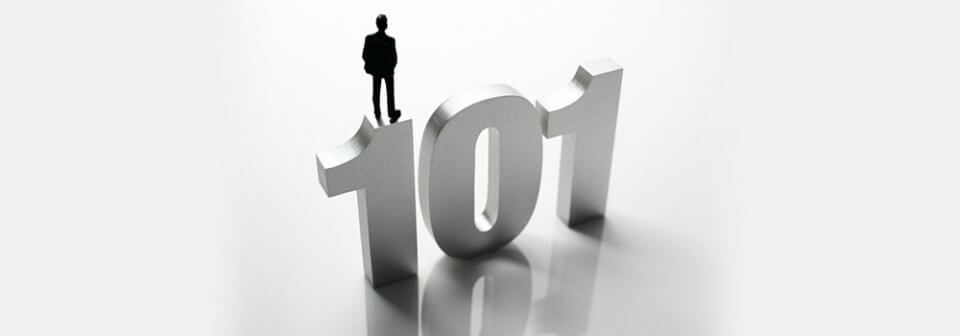 Illustration of man standing on giant 101 render to portray an introduction to renter's insurance.