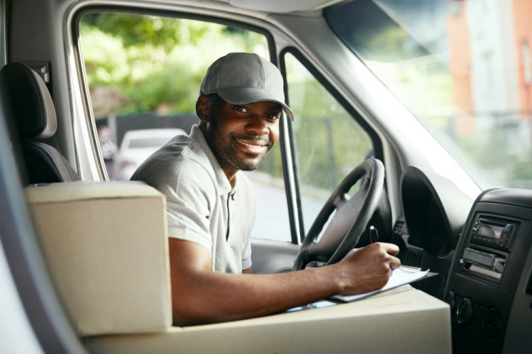 smiling african american truck driver