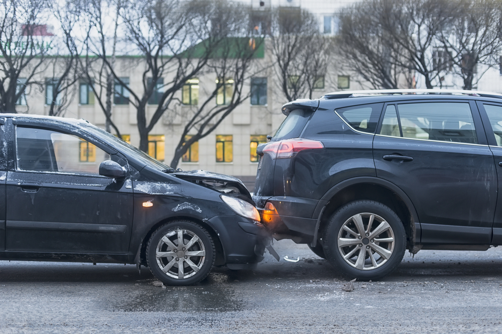 two cars in accident on road