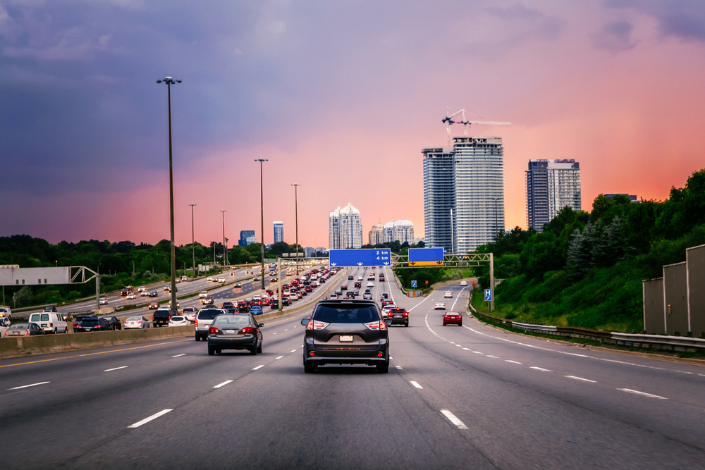 cars on road in city