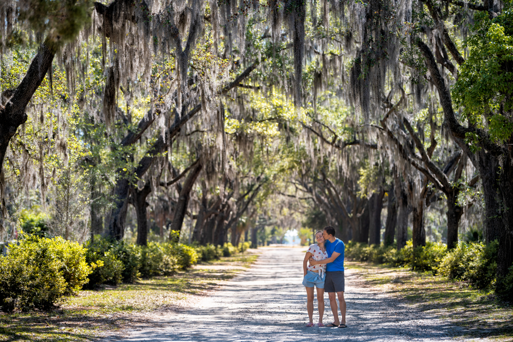 Savannah, Georgia famous Bonaventure cemetery with Spanish moss