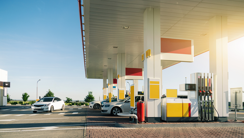 Clean service station during the day