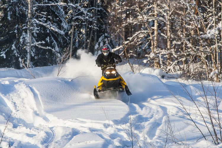 Snowmobile Adventure in the winter landscape outdoor travel