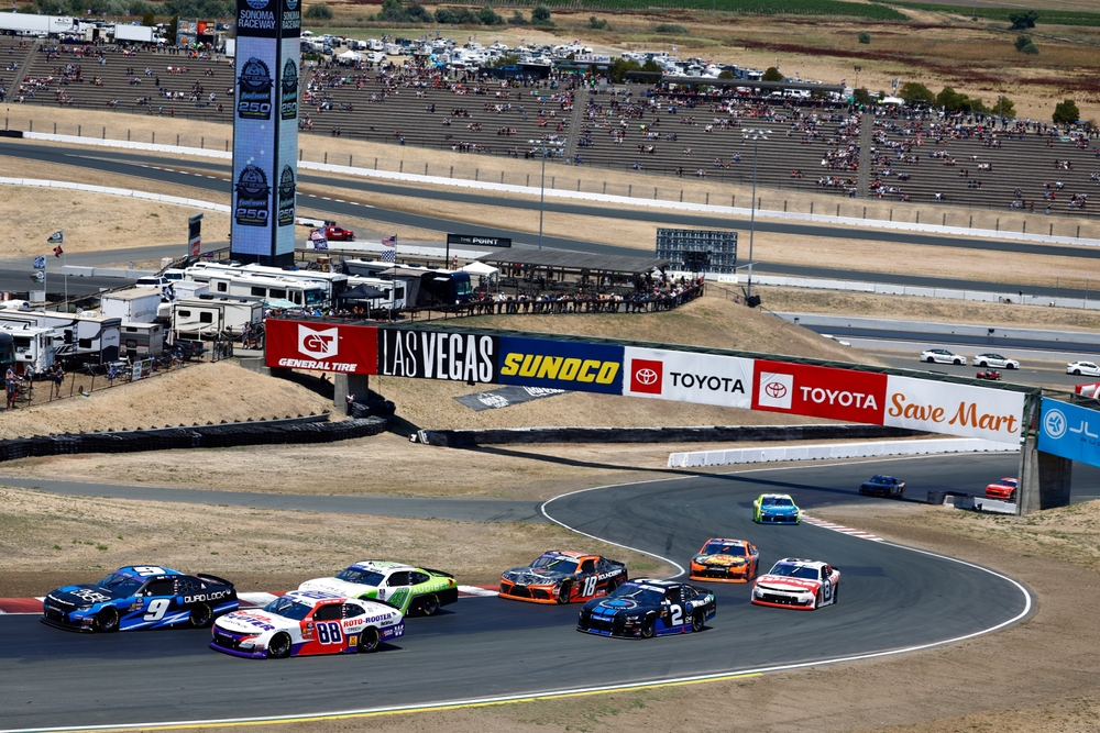 Drivers on the track at Sonoma, CA