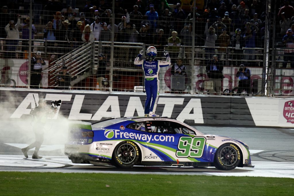 Daniel Suarez wins the Ambetter Health 400 in Hampton, GA, USA.