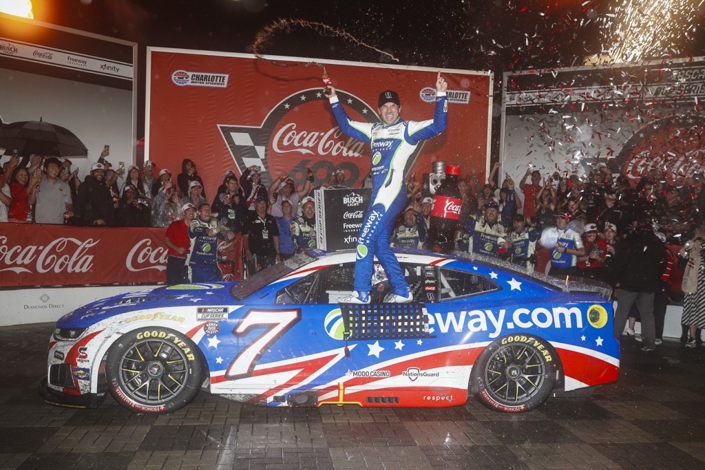 Daniel Suarez wins the 2026 Coca-Cola 600 in Charlotte, NC on May 24.