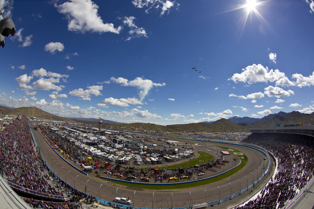 Phoenix Raceway filled with NASCAR fans for the Freeway 500 inaugural race.