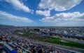 Spectators overlook the crowded Darlington Raceway during a major racing event