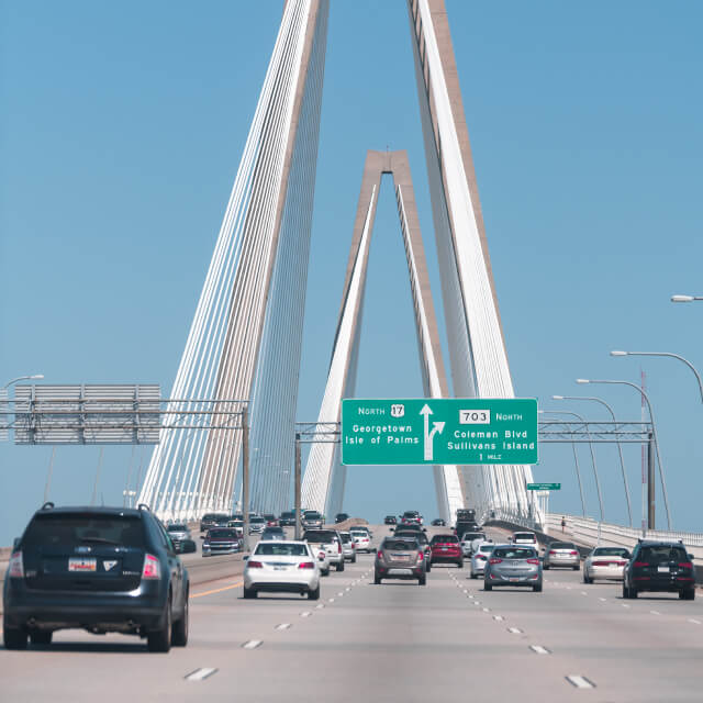 Photo of a highway road street on a bridge in South Carolina.