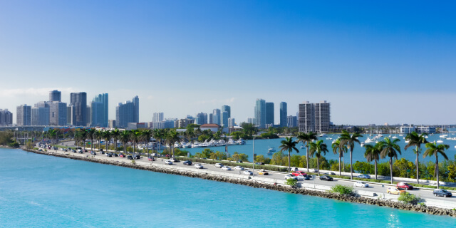 Road next to Miami, Florida beach