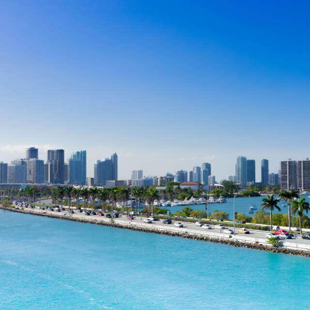 Road next to Miami, Florida beach