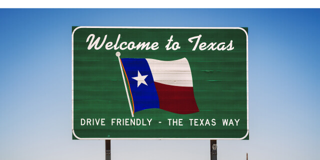 Texas roadside welcome sign