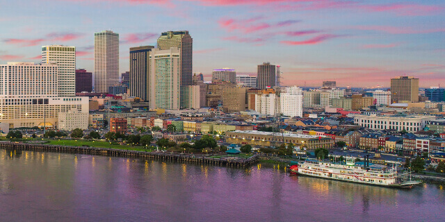 Aerial view of downtown new orleans skyline in louisiana