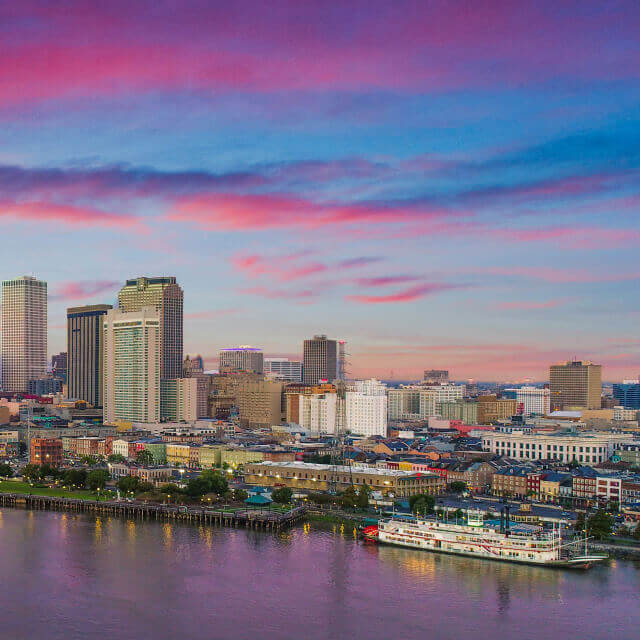 Aerial view of downtown new orleans skyline in louisiana