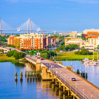 City of Charleston view of bridge and city