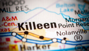 Killeen Texas USA on a map