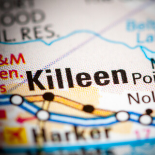 Killeen Texas USA on a map