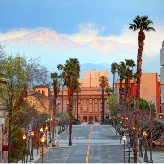 Downtown San Bernardino at sunset