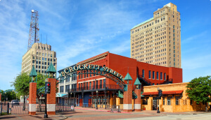 Crockett Street Dining and Entertainment Complex is located in Downtown Beaumont, Texas.