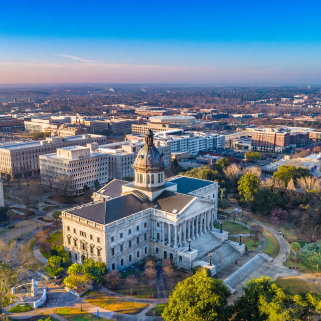 Aerial View of Downtown Columbia, South Carolina, USA