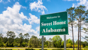 Welcome to Sweet Home Alabama Road Sign along Interstate