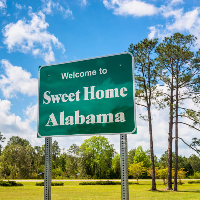 Welcome to Sweet Home Alabama Road Sign along Interstate