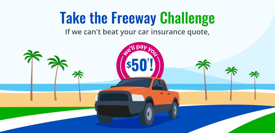 Freeway Challenge car Insurance campaign banner