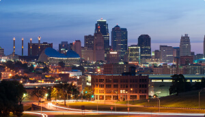 Kansas City, Kansas skyline at dawn