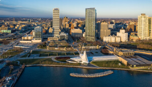 Milwaukee skyline at sunrise