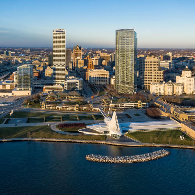 Milwaukee skyline at sunrise