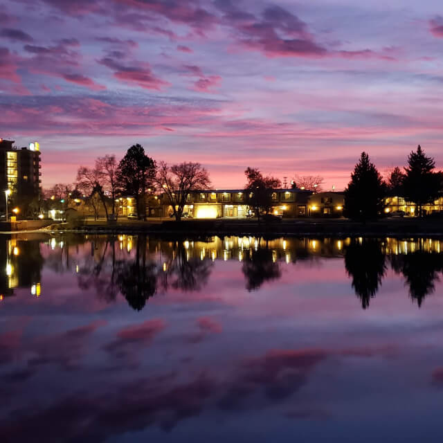 Snake River at Idaho Falls at sunset