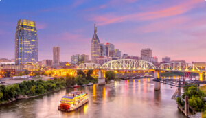 Nashville skyline at dusk