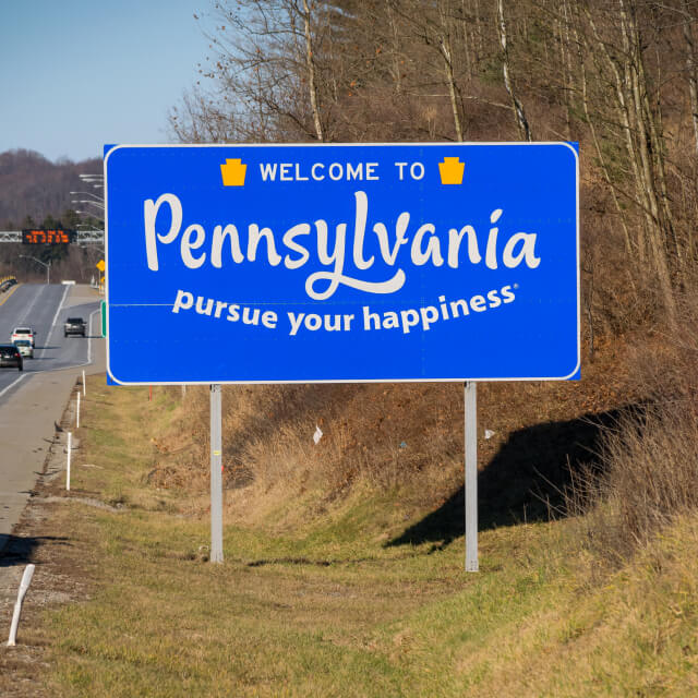 Welcome to Pennsylvania road sign