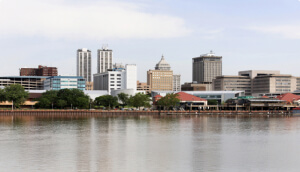 Peoria skyline across the Illinois River