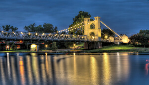 The historic Waco Suspension bridge
