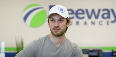 Closeup of NASCAR Cup Series Driver and Xfinity Series Champion Daniel Suarez in an interview