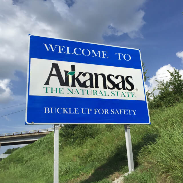 Welcome to Arkansas highway sign