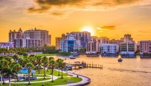 Sarasota, FL skyline at dawn