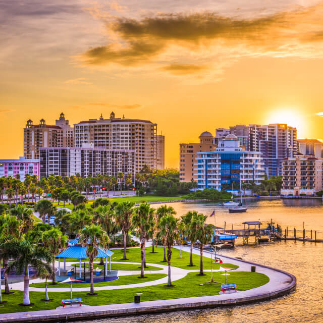 Sarasota, FL skyline at dawn