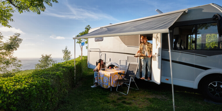 Couple enjoying motorhome