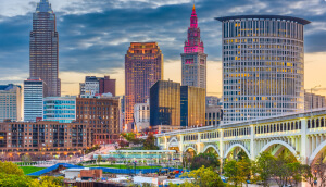 Downtown Cleveland city skyline