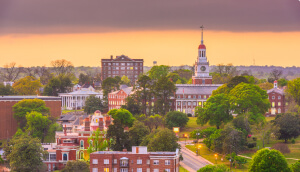 Downtown Macon Georgia skyline at dusk