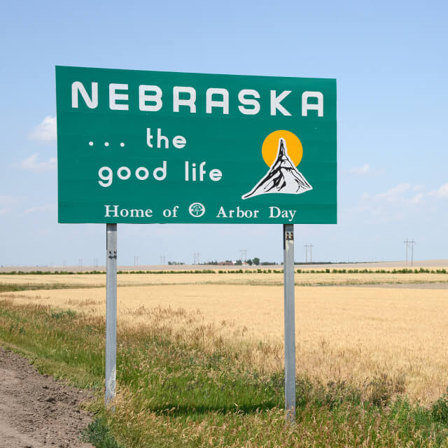 Welcome to Nebraska highway sign