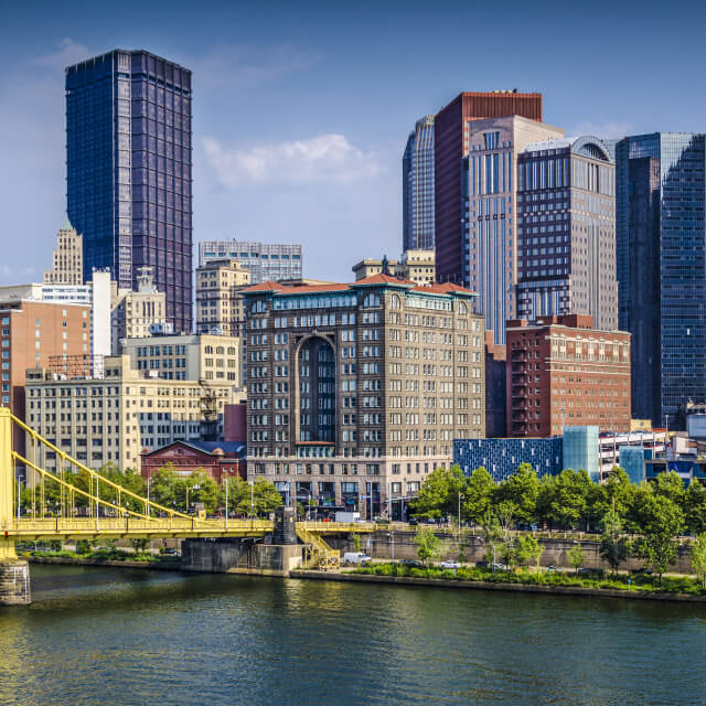 Pittsburgh, Pennsylvania, during the day over the Allegheny River.