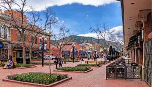 Early spring at the Pearl Street Mall in Boulder, Colorado