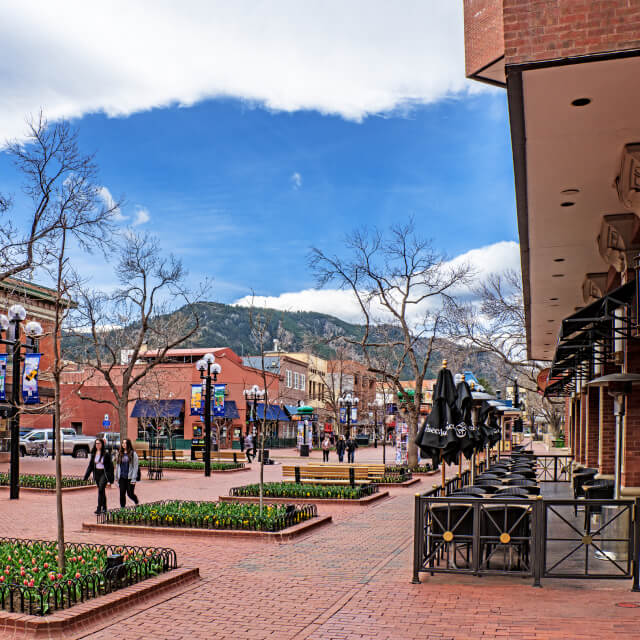 Early spring at the Pearl Street Mall in Boulder, Colorado